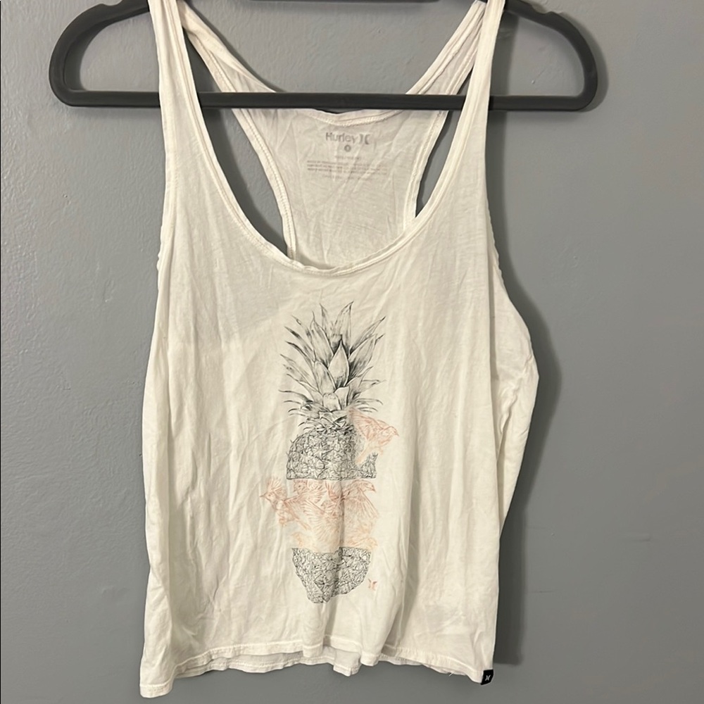 Hurley White Pineapple Graphic Tank Top
